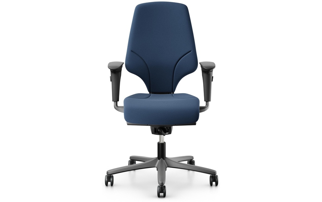 Giroflex Chaise de bureau 64 avec dossier et accoudoirs rembourrés, bleu foncé