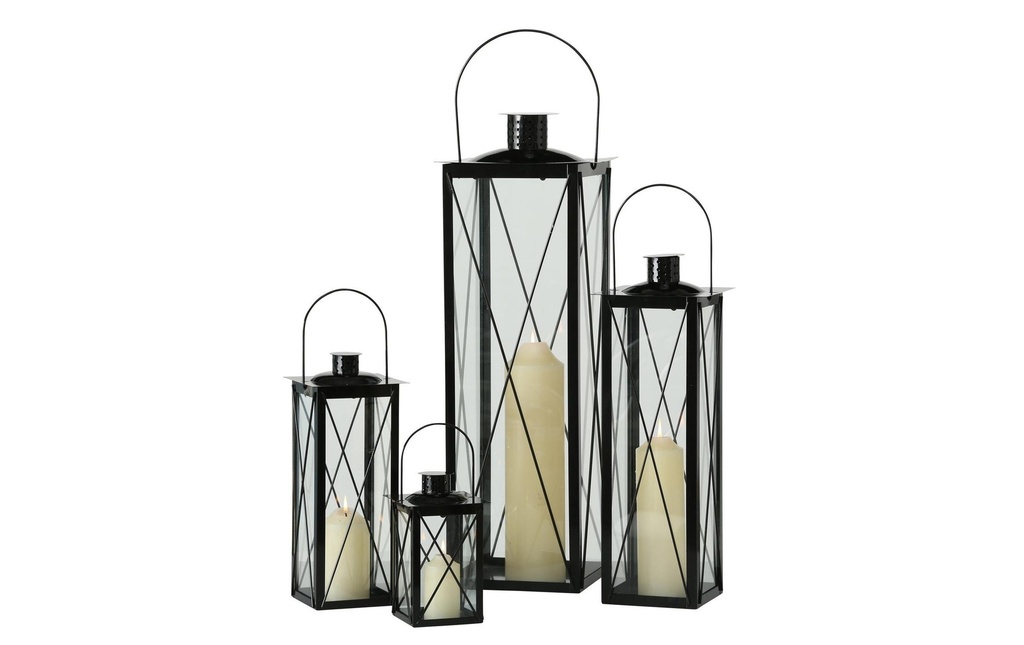 Boltze Lanterne Farol 4 pièces, Noir/Transparent