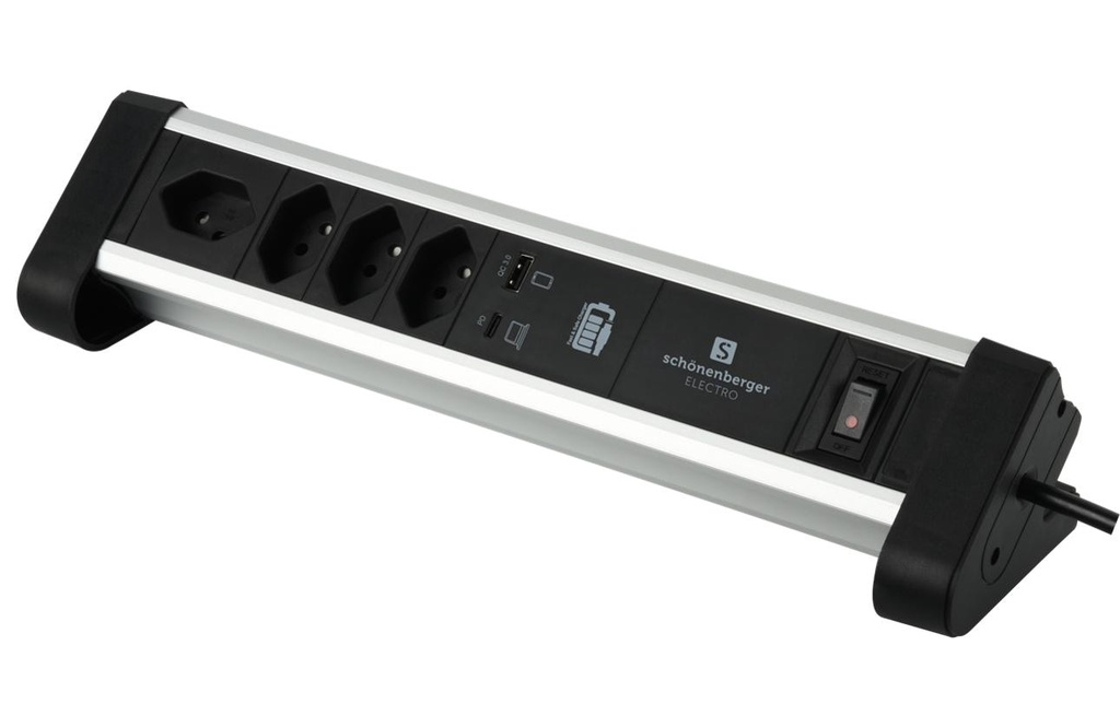 Schönenberger Bloc multiprises de table Alu-Office-Line 4 × T13 USB-C/A