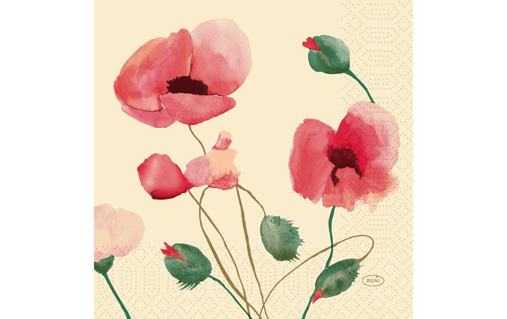 Duni Serviettes en papier Poppy Charm 33 cm x 33 cm, 250 Pièce/s