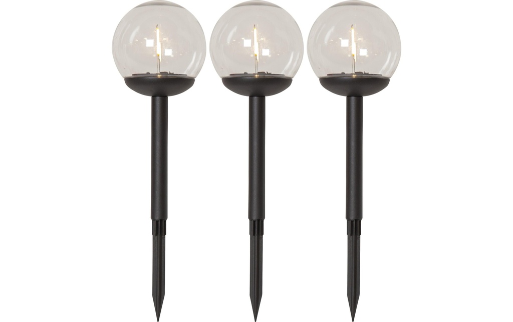 Star Trading Borne d'éclairage solaire Globe, 25 cm, noir, set de 3