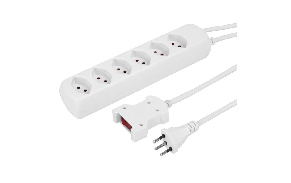 STEFFEN Bloc multiprises POWER EASY 6xT13 avec interrupteur à câble Blanc