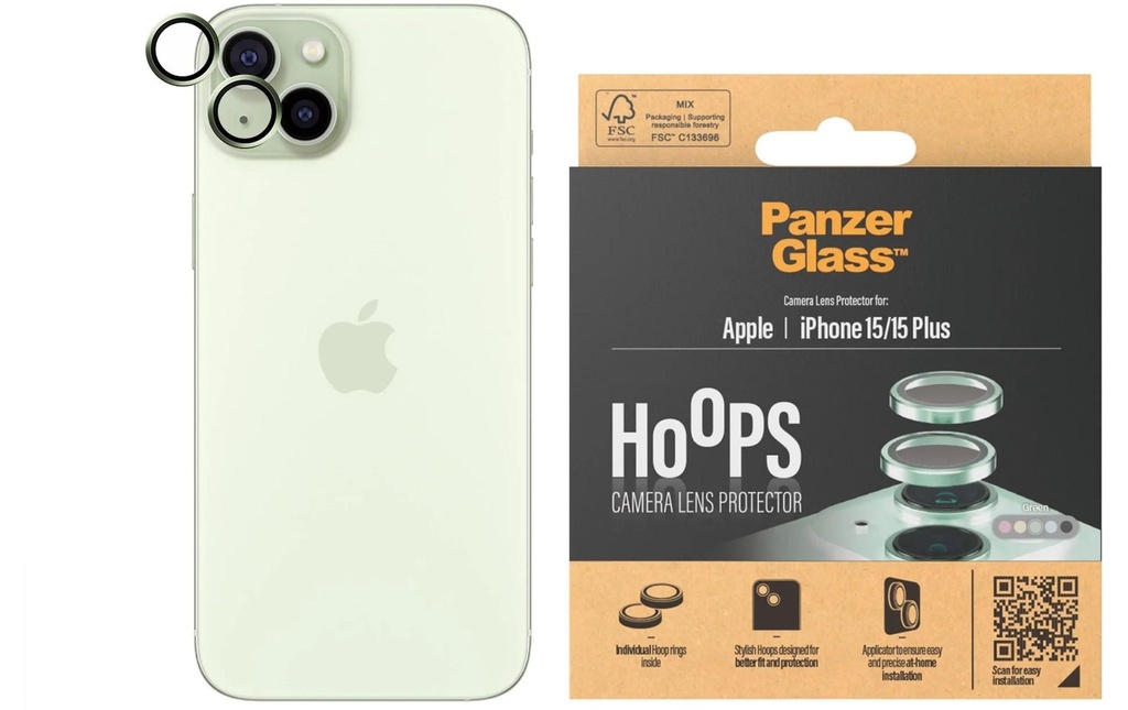 Panzerglass Lens Protector Rings HOOPS iPhone 15 / 15 Plus Vert