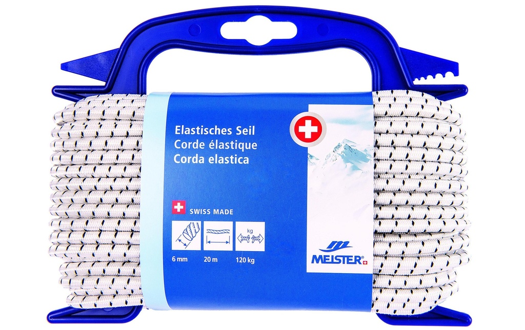 Meister Tendeur en caoutchouc Ø 6 mm, 20 m, 120 kg, Blanc-Noir