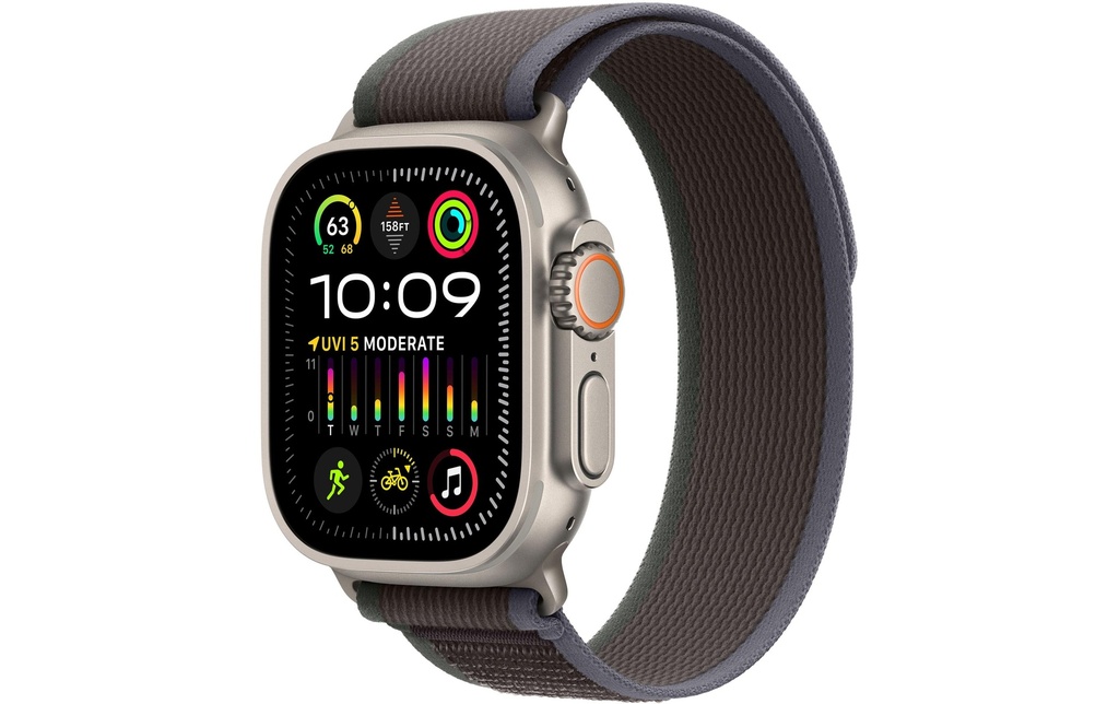 Apple Watch Ultra 2 Natural Titanium Trail Loop bleu/noir M/L