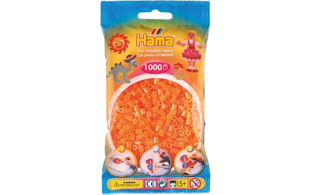 Hama Perles à repasser midi 1000 pcs. Orange fluo