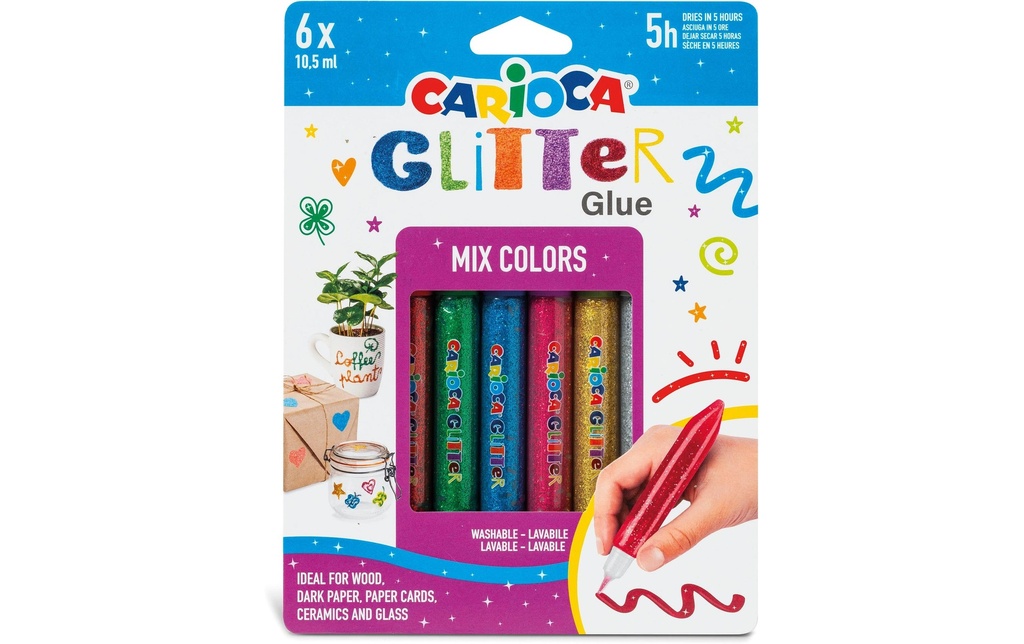 CARIOCA Colle Glitter 6x10.5ml Mix (6 pces)
