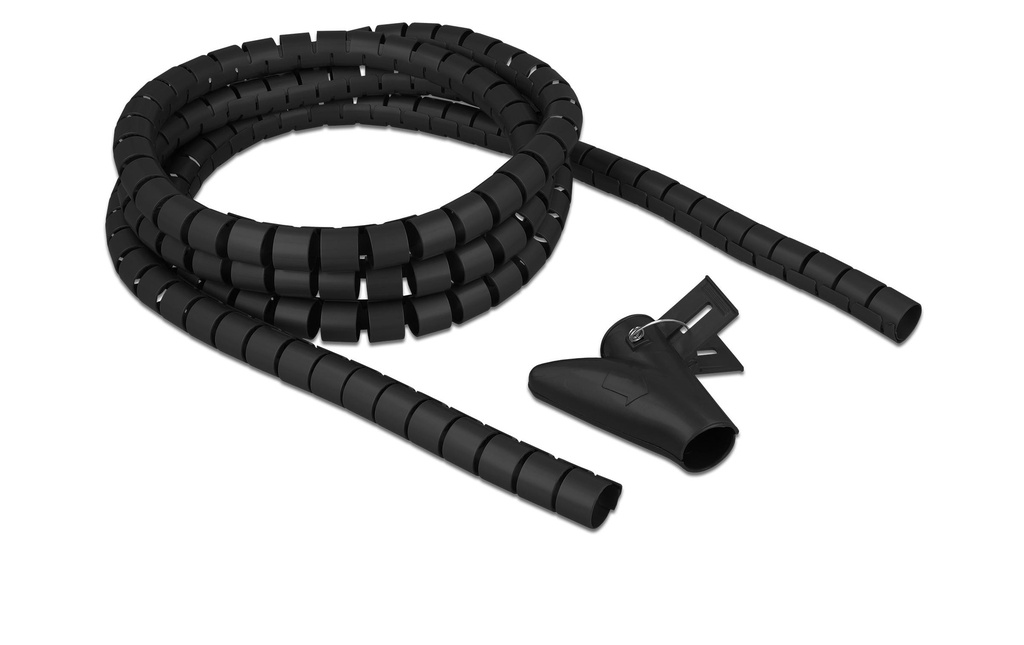 Delock Tuyau en spirale avec outil de rétraction, 2.5 m x 20 mm Noir