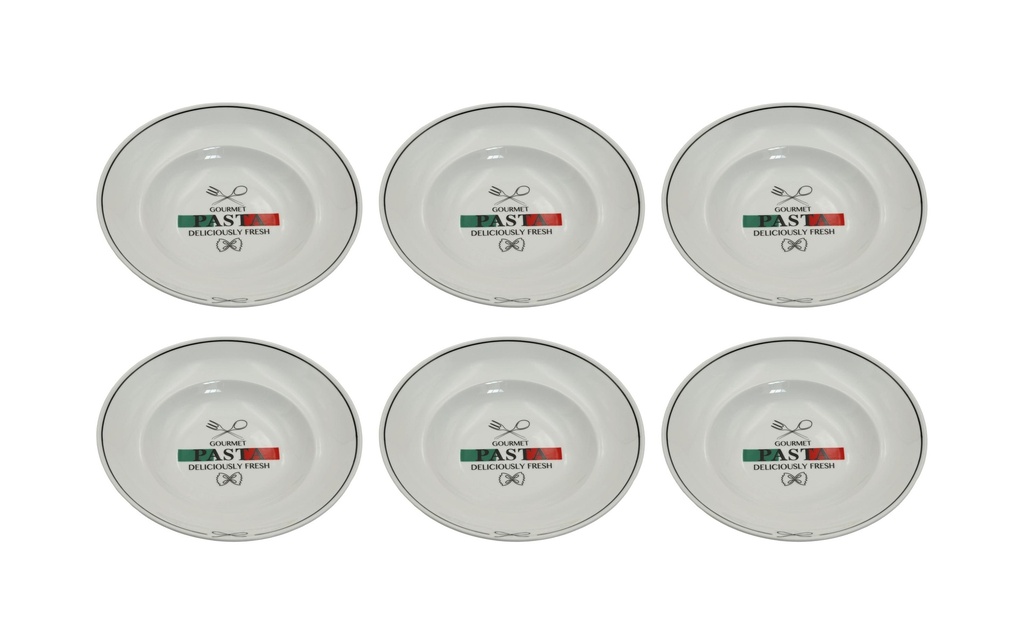 Mäser Assiette de soupe et de pâtes Pâtes Gourmet 27 cm, 6 pièces, blanc