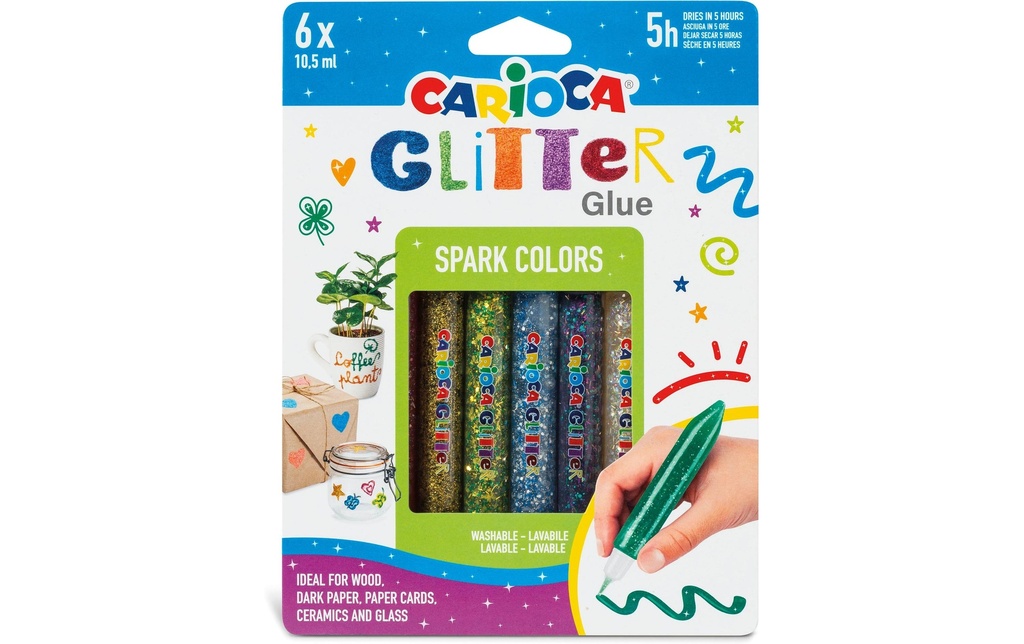 CARIOCA Colle Glitter 6x10.5ml Cla (6 pces)
