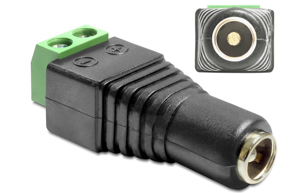 Delock Connecteur à fiche creuse DC 5.5 x 2.5 mm femelle > Bornier 2 broches