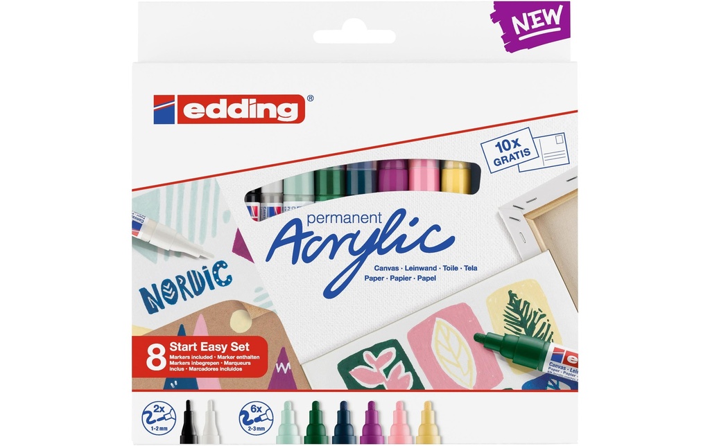EDDING Marqueur acryl.petit set (8 pces)