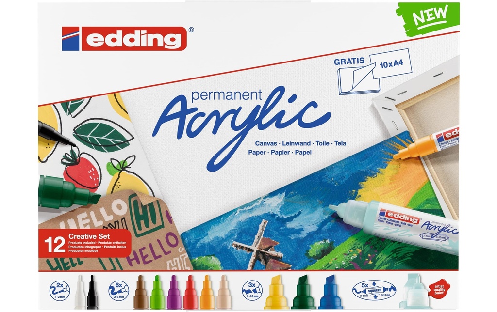 EDDING Marqueur acryl.grand set dépar (12 pces)
