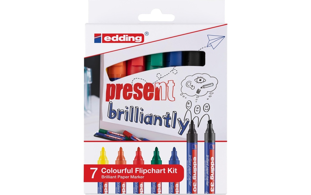 EDDING Marqueurs flipch.set 30/33 E-7 (7 pces)