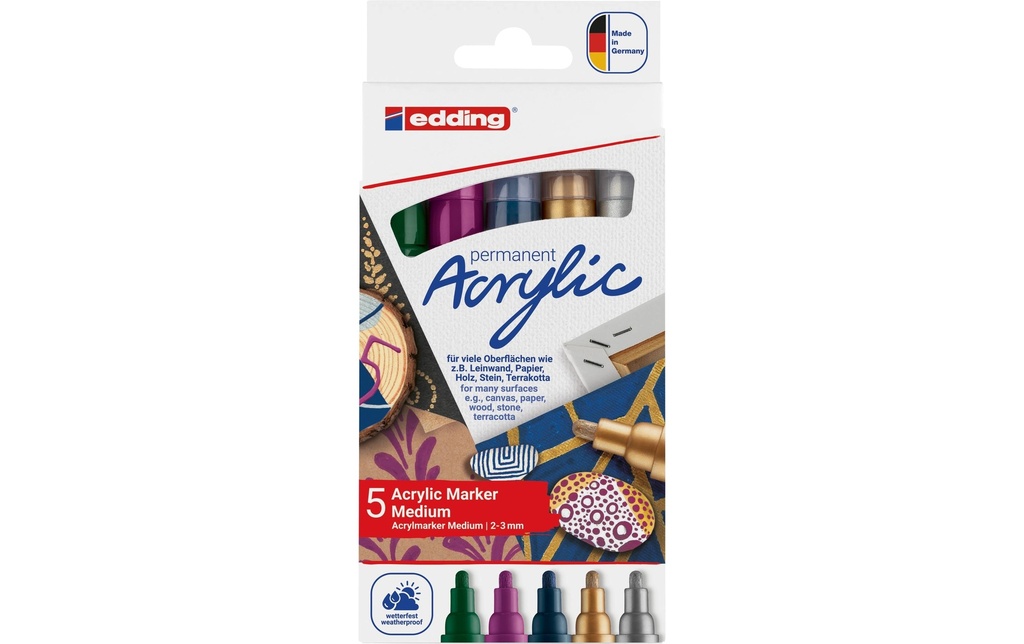EDDING Marqu.acryl. 5100 med E-5 met (5 pces)
