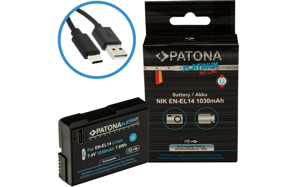 Patona Batterie pour Appareils photo numérique pour Nikon EN-EL14, D3100, D5100 et P7000