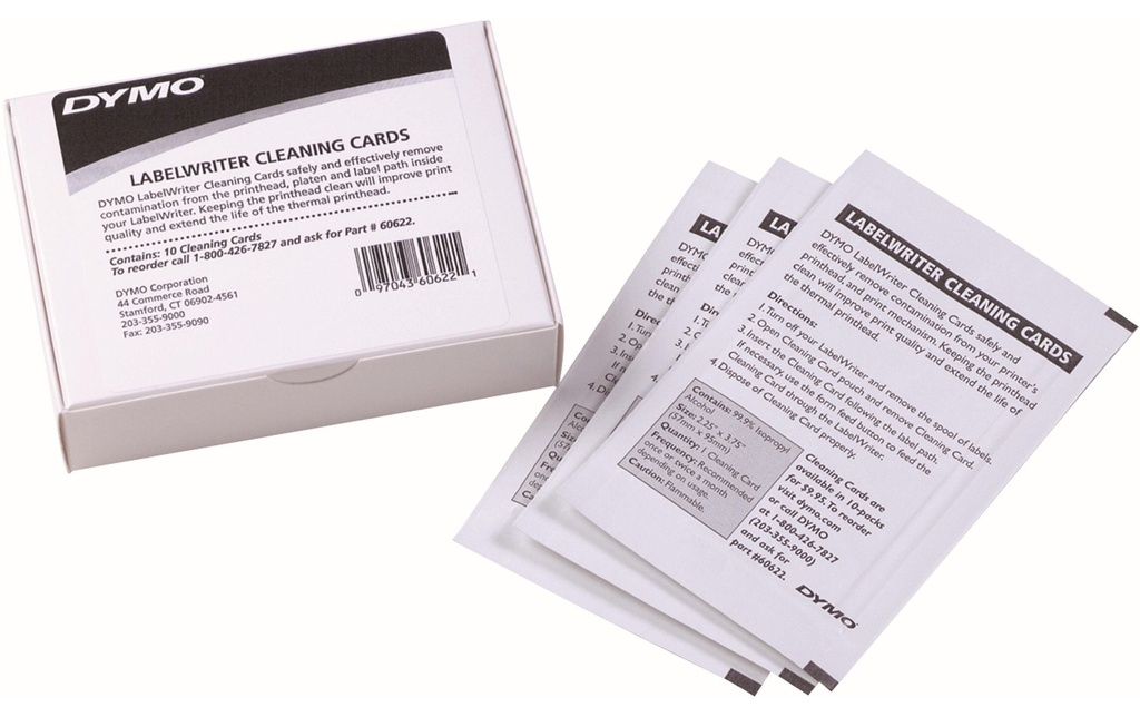 DYMO Cartes de nettoyage de la tête d'impression pour les imprimantes LabelWriter