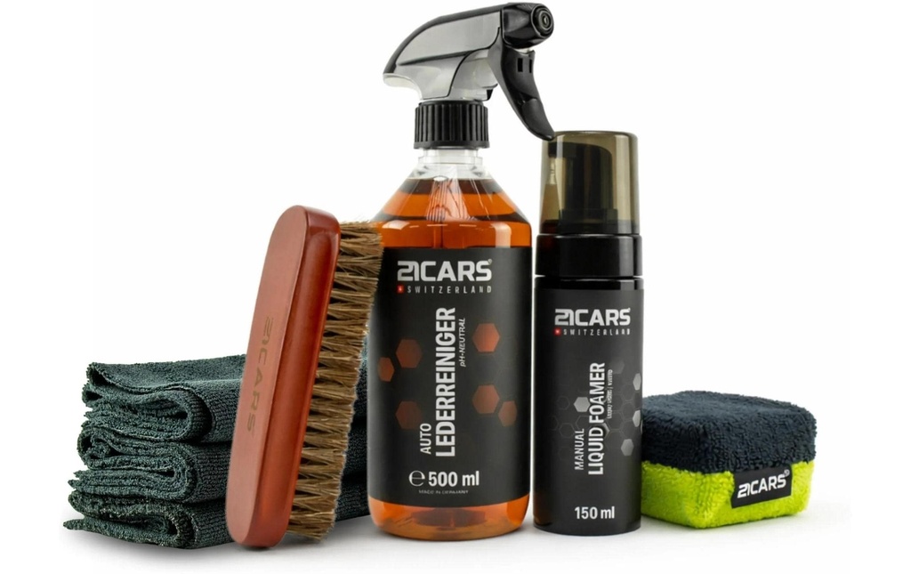 21CARS Kit de nettoyage Alcantara, 7 pièces, 500 ml