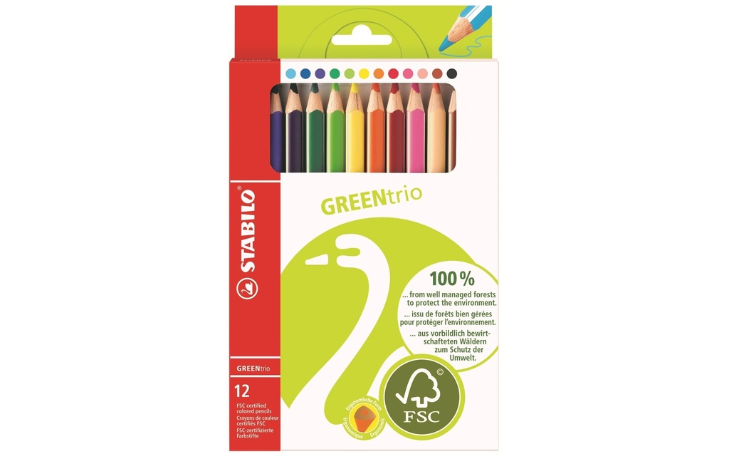 STABILO Crayons de couleur Greentrio 12 pièces