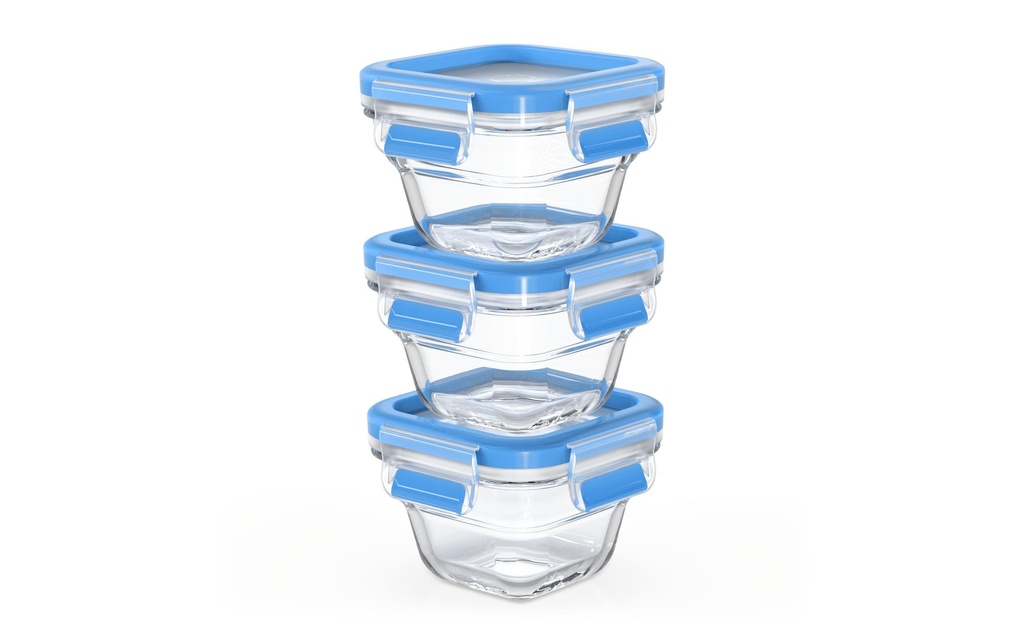 Emsa Récipients à provisions Clip & Close Eco En 3 parties, Bleu/Transparent