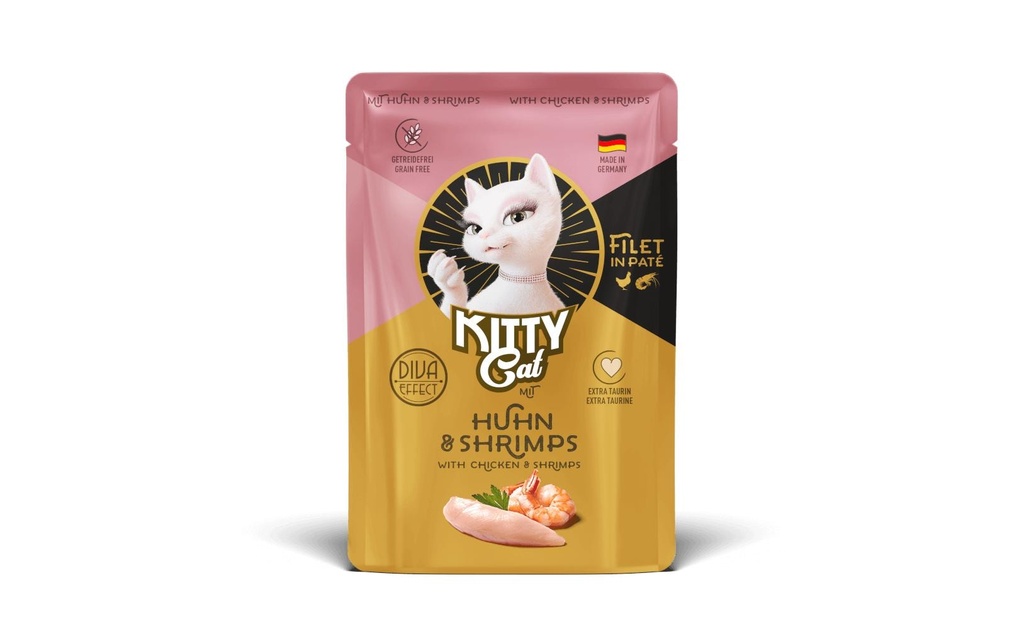KITTY Cat Alimentation humide Filét Paté Pouch poulet, crevettes 85 g
