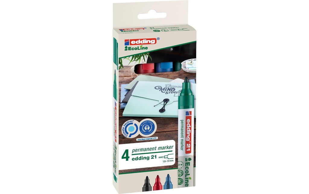 EDDING Marqueur perm. EcoLine 21 étui (4 pces)