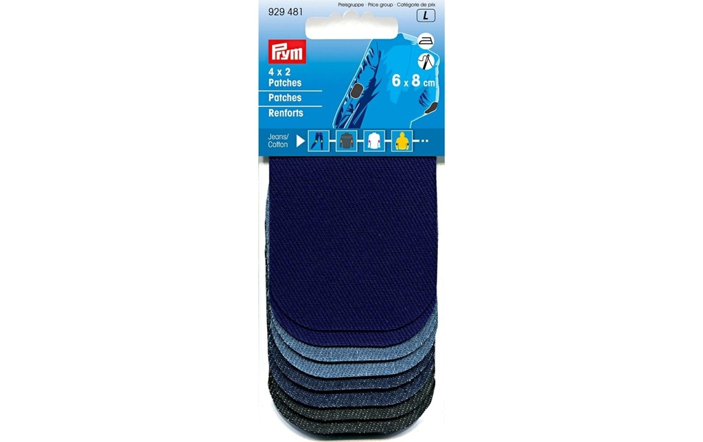 Prym Raccommodages Mini Patches, Jeans 8 x 6 cm, 8 pièces,