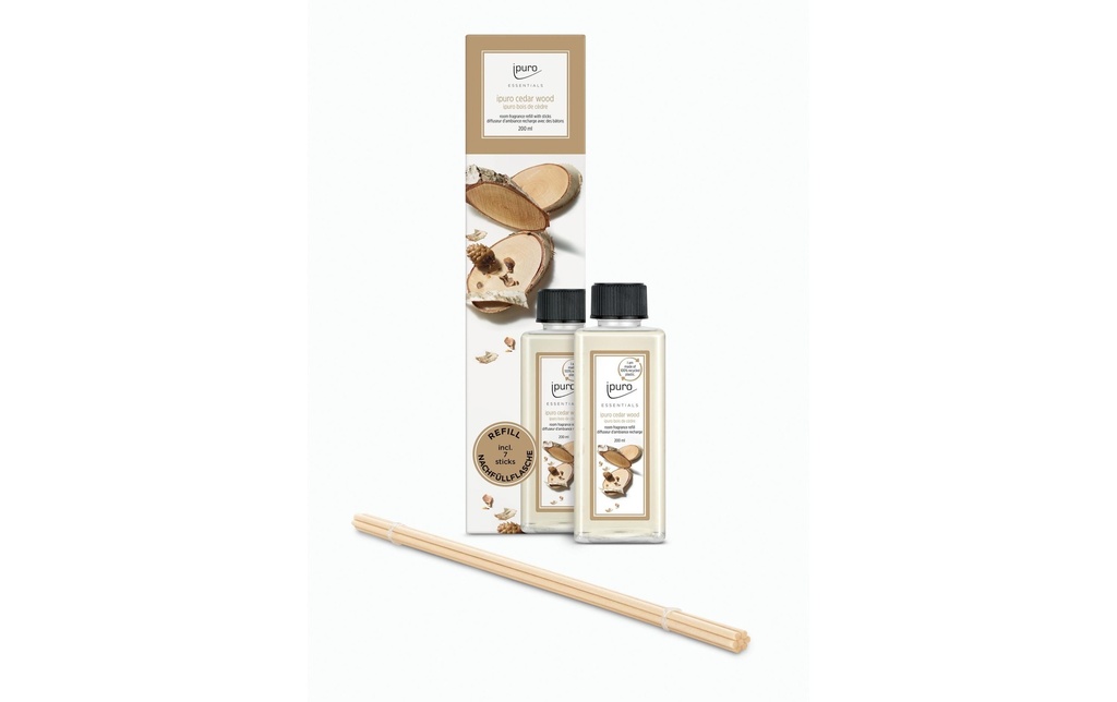 ipuro Bâtonnets parfumés Recharge Cedar Wood avec bâtonnets 200 ml