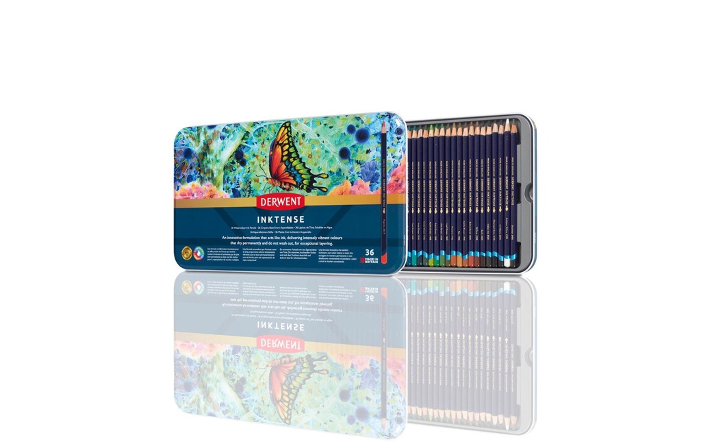 Derwent Crayons aquarelle permanents Inktense, solubles dans l'eau, 36 pièces