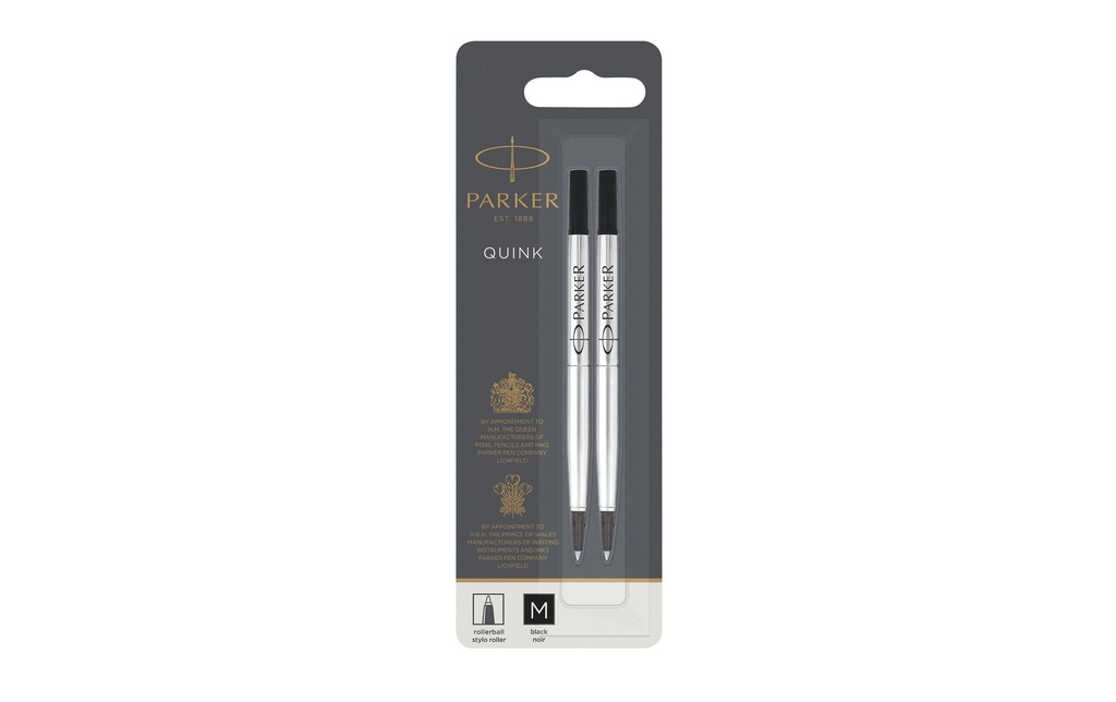 Parker Cartouche Quinkflow Mine 2 x Noir, moyen (M)
