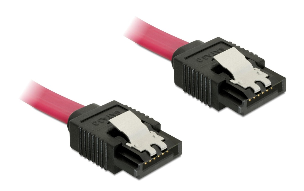 Delock Câble SATA3 50 cm rouge, avec clip métallique