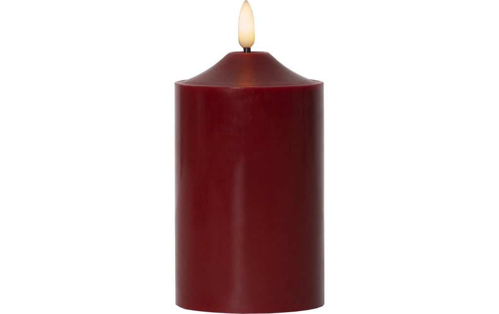 Star Trading Bougie LED Flamme pilier Ø 7.5 x 15 cm, Rouge