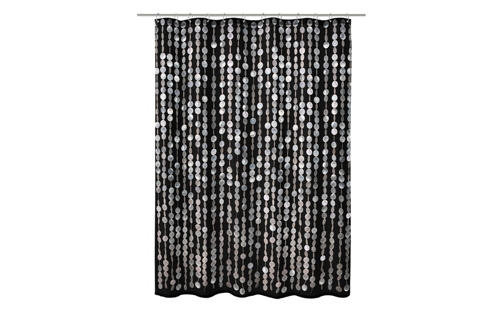 Kleine Wolke Rideau de douche Perla 180 x 200 cm, Noir/Blanc