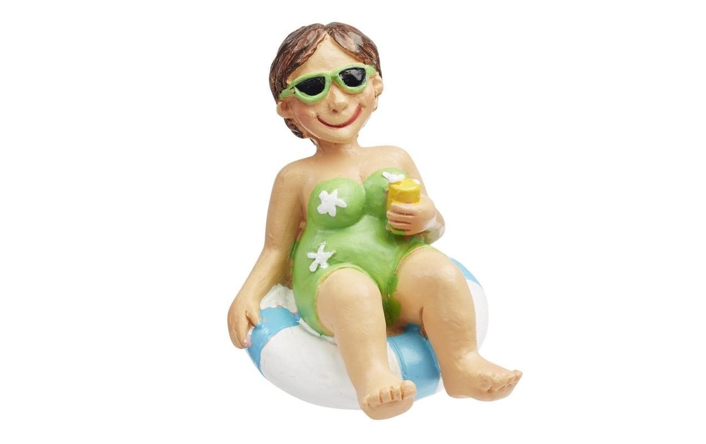 HobbyFun Mini figurine Vacancier se baignant avec un anneau de natation 6 cm