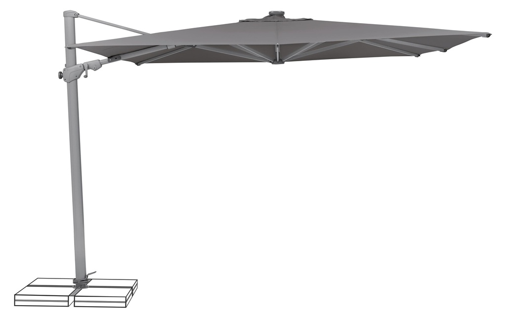 Suncomfort by Glatz Parasol Varioflex Solar LED, 300 x 300 cm, Gris roche