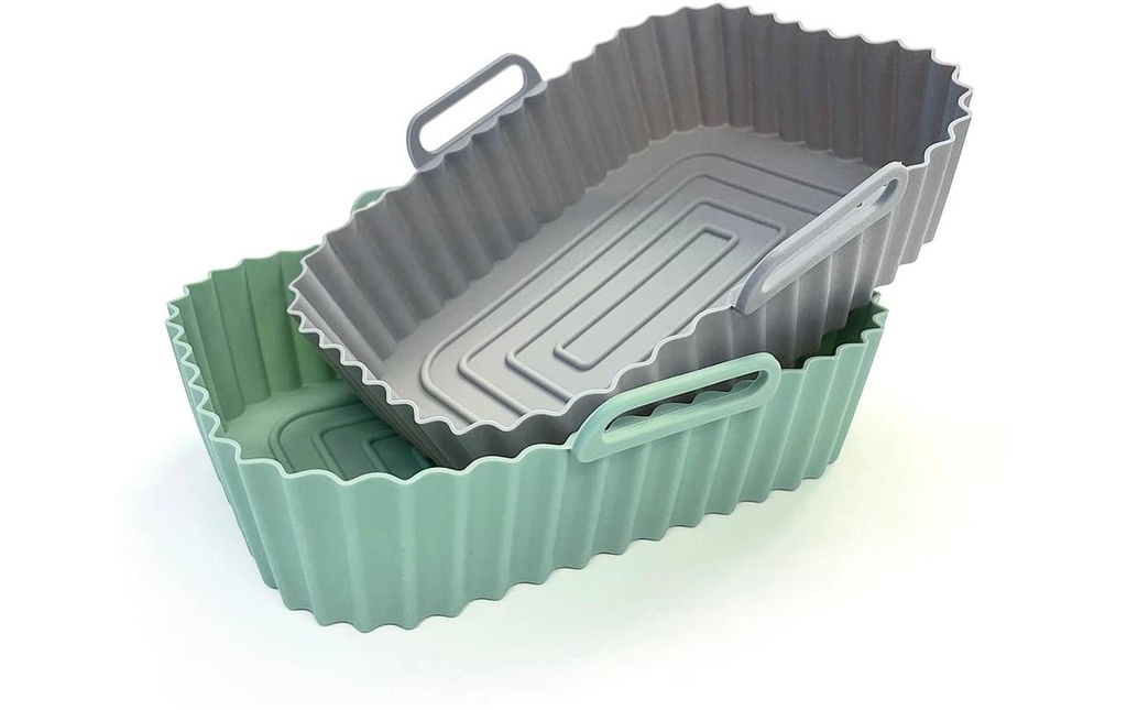 GOURMETmaxx Services de plats en cocotte 2 pièces Angulaire, Gris/Menthe,1500 ml