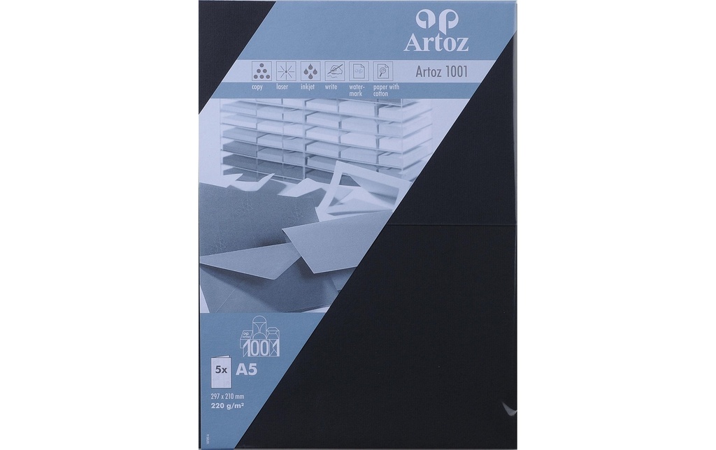 Artoz Carte vierge 1001, A5, 5 feuilles, noir