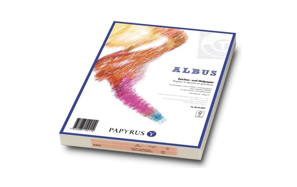 Papyrus Papier à dessin Albus A3, quadrillé, 160 g/m², 100 feuilles