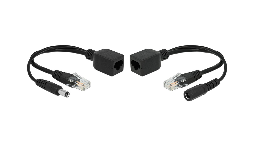 Delock Convertisseur PoE Jeu d’adaptateur passif Set RJ45, DC 5.5 x 2.5mm
