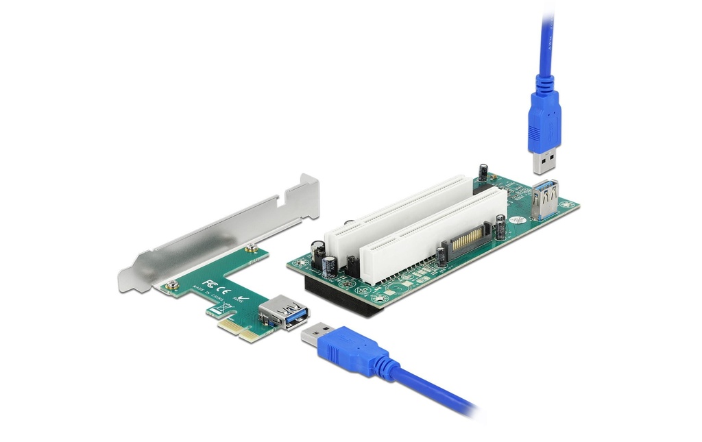 Delock Carte PCI-E riser x1 à 2x PCI 32 Bit Slot avec 60 cm de câble
