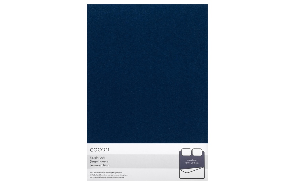 COCON Drap-housse Jersey 180-200 x 200 cm, Bleu marine