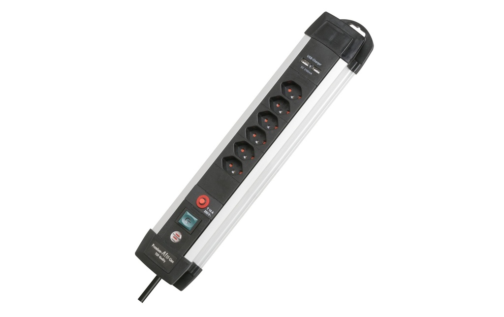 Brennenstuhl Bloc multiprises Premium-Alu-Line 6x T13 avec USB