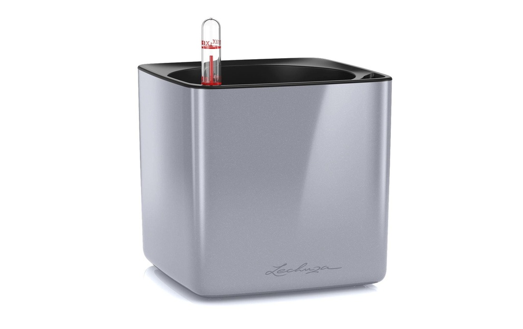 Lechuza Pot à fleur CUBE Glossy Titane