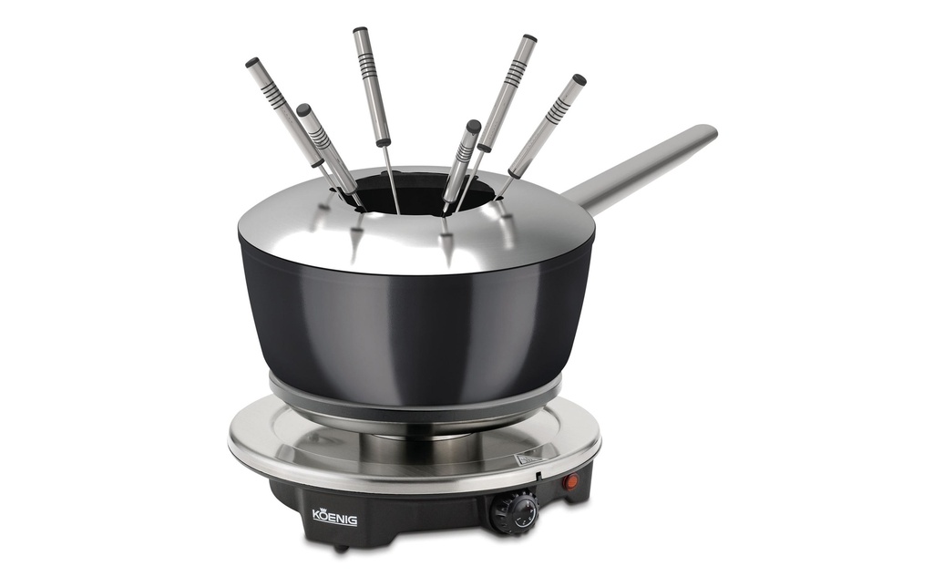 Koenig Service à fondue à la viande One for All 8 Pièce/s, Chrome/Noir