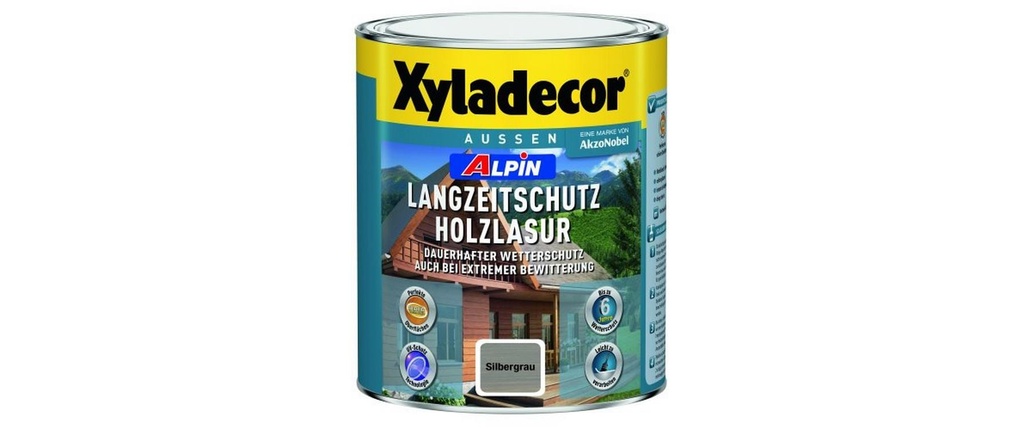 Xyladecor Lasure pour bois Alpin protection longue durée, Gris argenté, 1 L