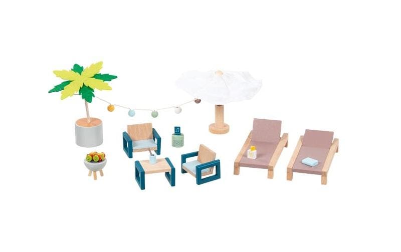 Goki Meuble de maison de poupée Set de meubles d'extérieur Mallorca