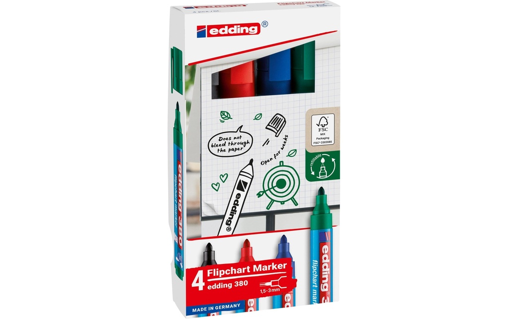 EDDING Marqueur flipchart 380 étui 4 (4 pces)
