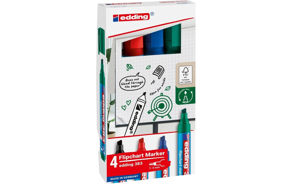 EDDING Marqueur flipchart 383 étui 4 (4 pces)