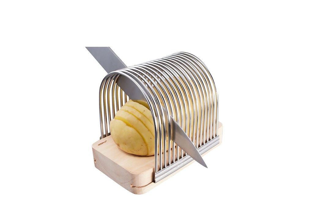 GEFU Coupeuse de pommes de terre en éventail Hassel Argenté/Brun