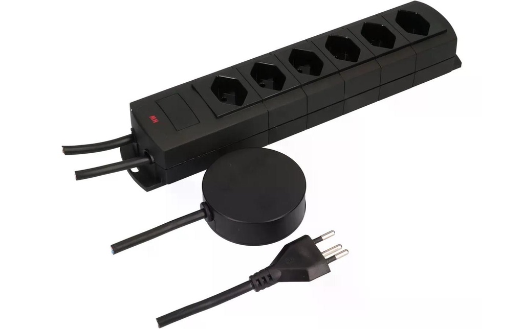 Max Hauri Bloc multiprises Prime Line 6x T13 avec interrupteur ext, Noir